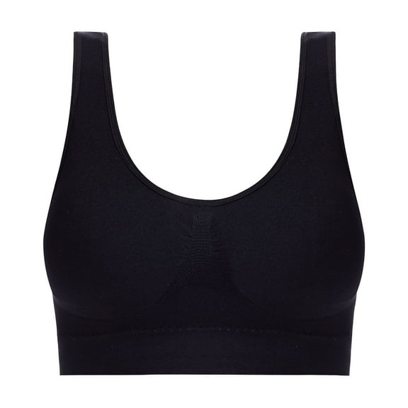 Wirefree Bras for Women with Support and Lift New Ladies Seamless Comfortable One-Piece No Underwire Vests Breathable Gathering Bra Woman Underwear Style B-53 Black
