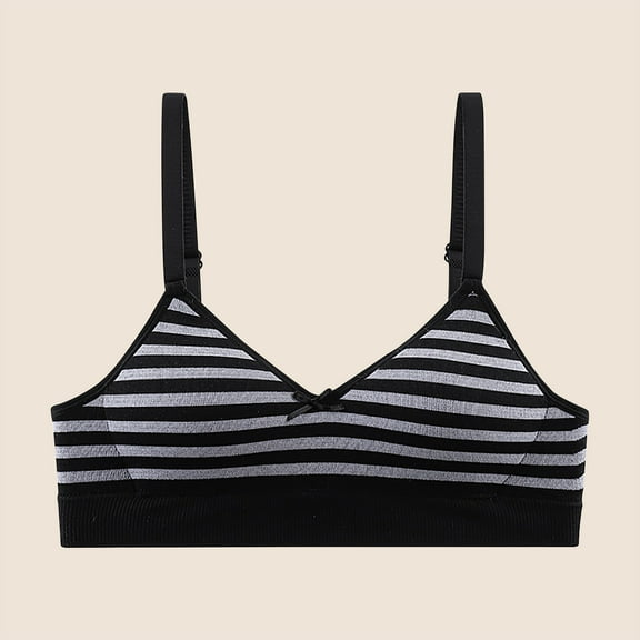 Wirefree Bras for Girl New Young Solid Color Soft Comfortable Breathable Children Thin Style Student Bra Underwear Style B-25 Black 17 Years