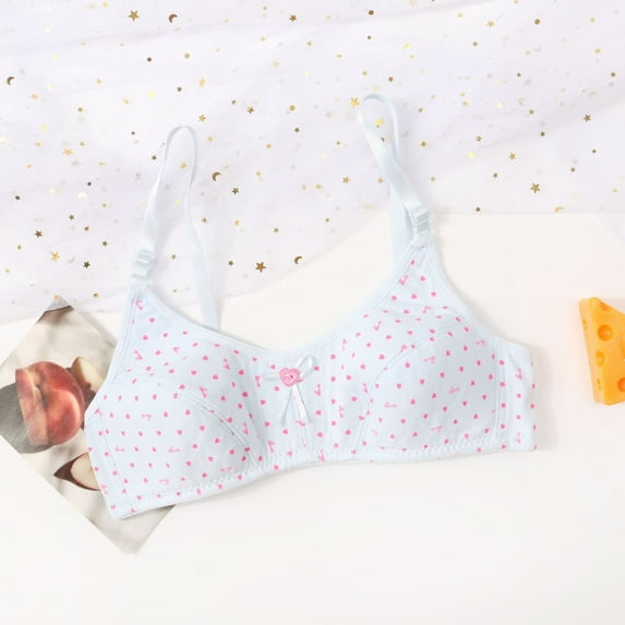 Wirefree Bras for Girl Plus Size New Young Solid Color Soft Comfortable Breathable Children Thin Style Student Bra Underwear Style B-15 Blue 36