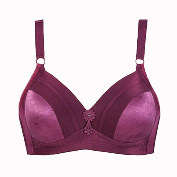 Wirefree Bras for Women Seamless Bra Feature V-Neck Molded Bra Style W-757 Purple XXL