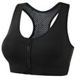 thumbnail image 1 of Wirefree Bras for Women Zip up Front Closure Underwear Wireless Wide Shoulder Strap Criss Cross Push up Sports Bras (XL, Black-B), 1 of 3