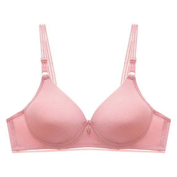 Wirefree Everyday Bra for Women Comfort Breathable Hollow-out Push Up Bralette Supportive Full Coverage Shaping Brasier, Hot Pink, L