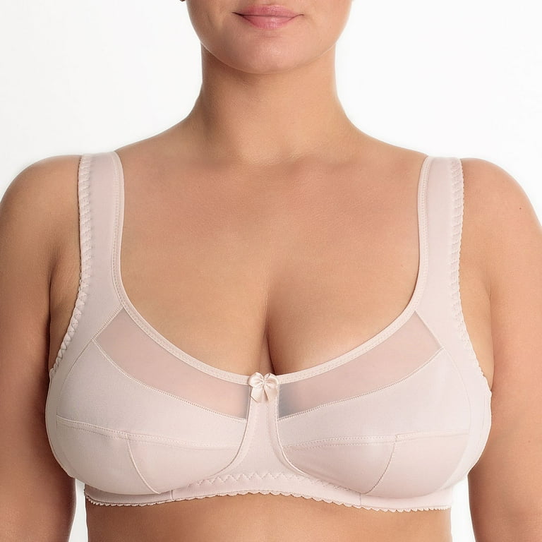 Wirefree Full Coverage Bra Minimizer Wide Straps Support Panels Plus Size 34  36 38 40 42 44 46 48 50 / C D E F G H I ( 36G, Nude) 