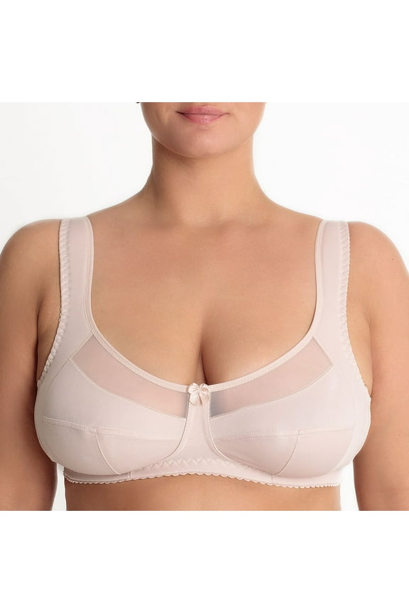 Wirefree Full Coverage Bra Minimizer Wide Straps Support Panels Plus Size 34 36 38 40 42 44 46 48 50 / C D E F G H I ( 48DD/E, Nude)