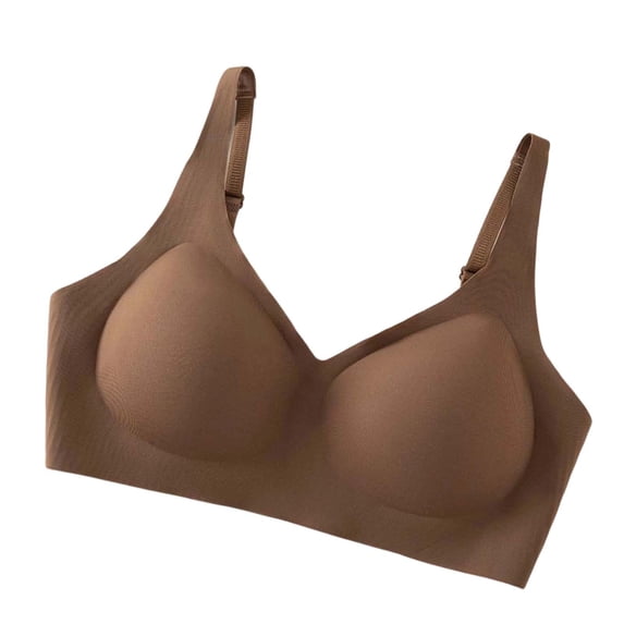 Wirefree Seamless Bra for Women Jelly Bras No Underwire Push Up Bra Soft Comfortable Bralette Full Coverage Solid Color V Neck Everyday Bras