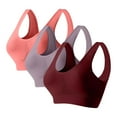 thumbnail image 1 of Wirefree Seamless Sports Bra 3-Pack for Women, Plus Size Yoga Bras S-5XL, All-Day Comfort Workout & Lounge Racerback, Wine Color,Size 5XL, 1 of 2