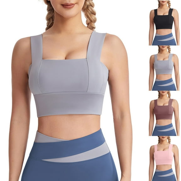 Wirefree Sports Bra for Women, Solid Color Seamless High Support Sports Bra With Pads for Yoga and Lounging, Size S-XL
