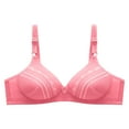 thumbnail image 1 of Wirefree T-Shirt Bra Women Bra No Underwire Lace Comfortable Breathable Bras Tops Solid Underwear V-Neck Lightly Lined Bra Feature Hook and Eye Closure Nursing Bra Style Y-331 , Pink-a L, 1 of 2