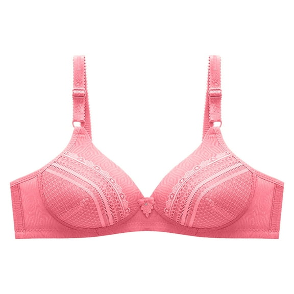 Wirefree T-Shirt Bra Women Bra No Underwire Lace Comfortable Breathable Bras Tops Solid Underwear V-Neck Lightly Lined Bra Feature Hook and Eye Closure Nursing Bra Style Y-331 , Pink-a L