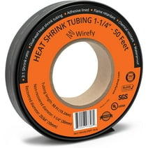 Wirefy 1-1/4" Heat Shrink Tubing - Large Diameter - 3:1 Ratio - Adhesive Lined - Industrial Heat-Shrink Tubing - Black - 50 Feet Roll