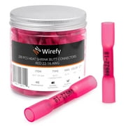 Wirefy 200 PCS Heat Shrink Butt Connectors Red 22-16 AWG - Marine Grade Butt Connectors - Wire Butt Splice Connectors - Electrical Waterproof Heat Shrink Butts