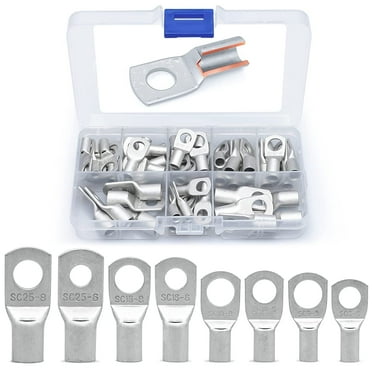 Wirefy 60 PCS Tinned Copper Wire Lugs Kit - 10-4 Gauge