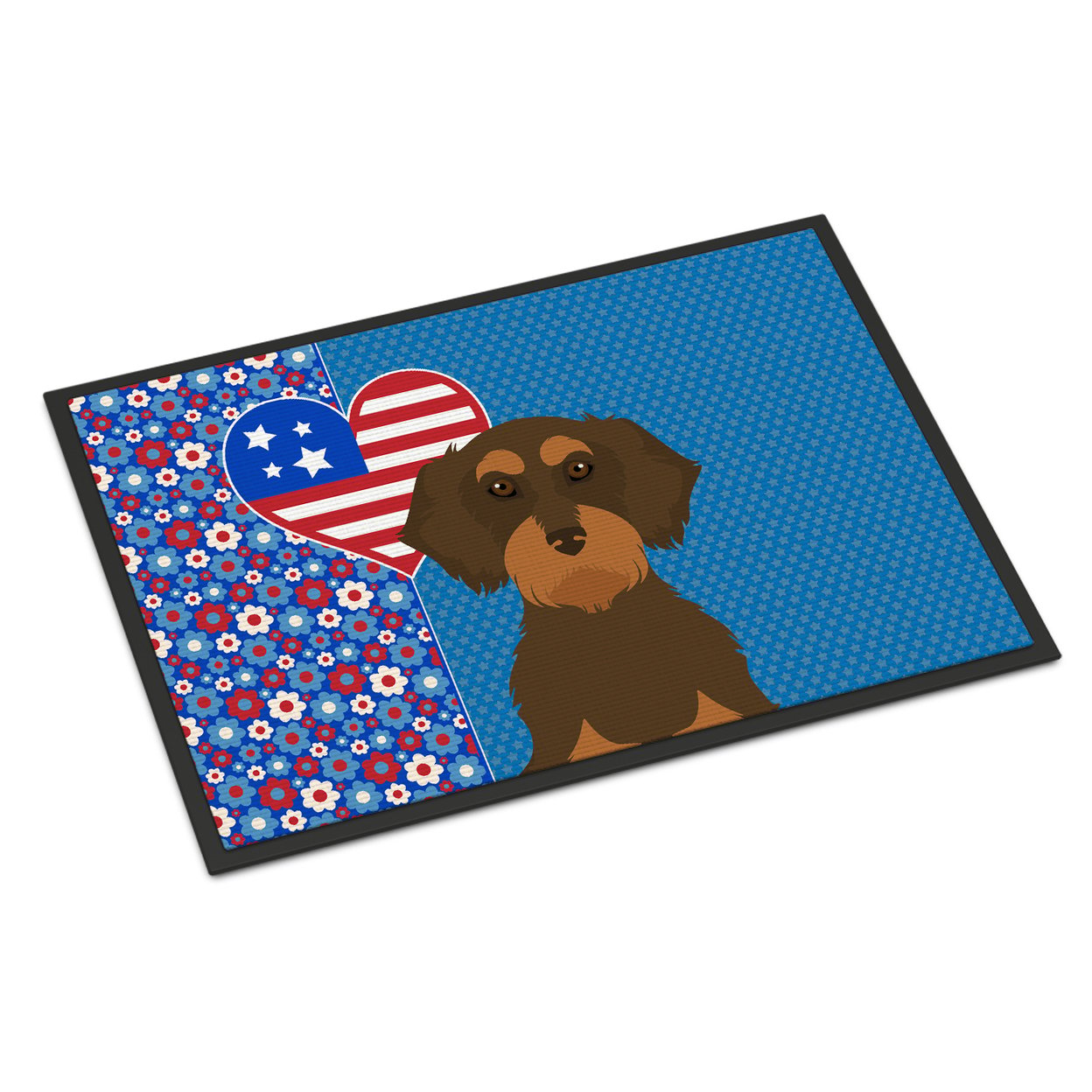 Wirehair Chocolate and Tan Dachshund Indoor or Outdoor Mat 24x36 36 in x 24 in