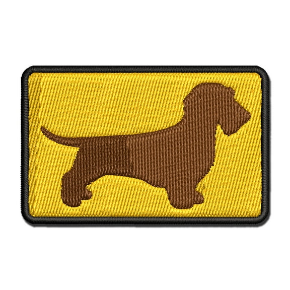 Wirehaired Dachshund Dog Solid Applique Multi-Color Embroidered Hook & Loop Patch - 2.0 Inch Mini