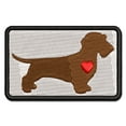 thumbnail image 1 of Wirehaired Dachshund Dog with Heart Applique Multi-Color Embroidered Hook & Loop Patch - 3.5 Inch Large, 1 of 5