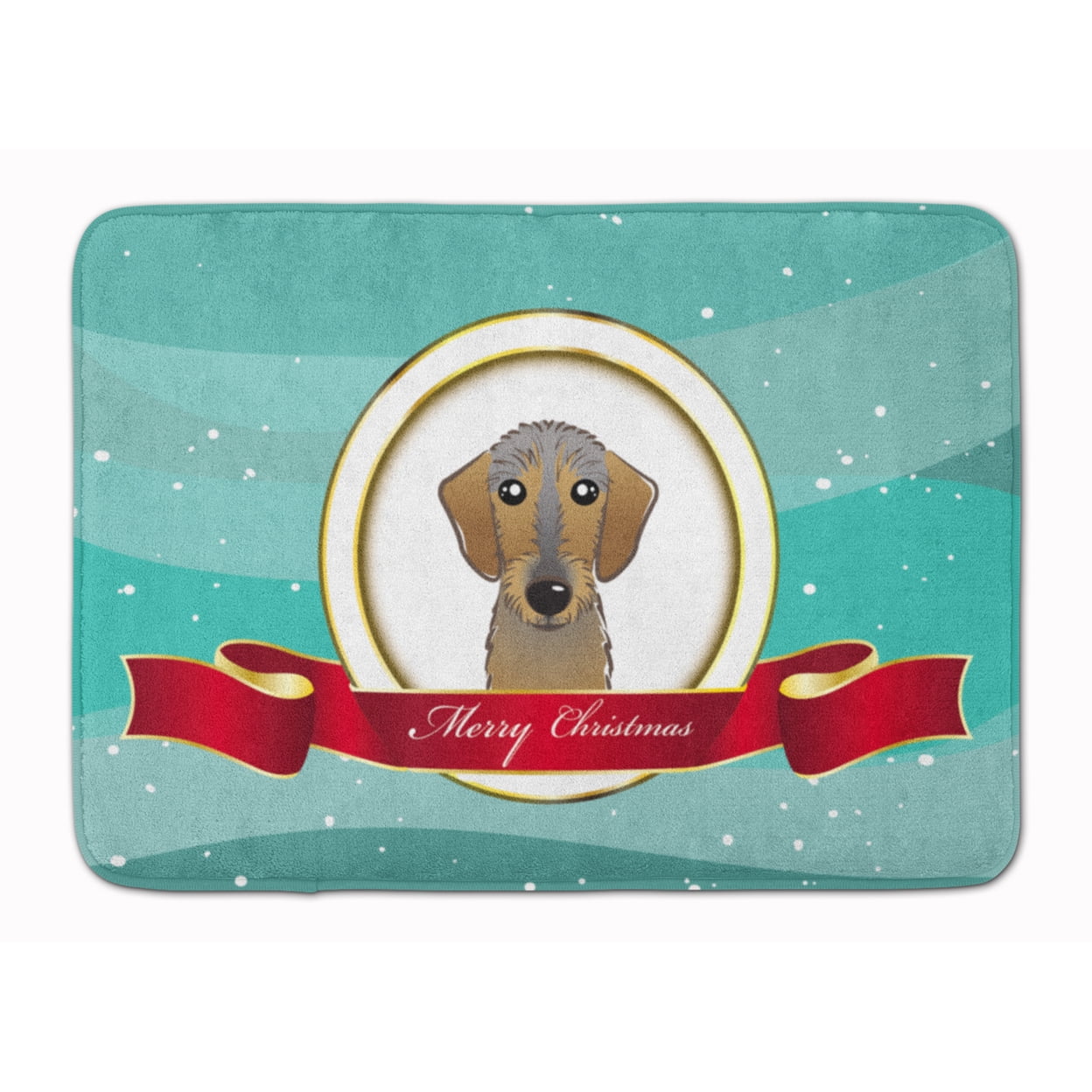 Wirehaired Dachshund Merry Christmas Machine Washable Memory Foam Mat