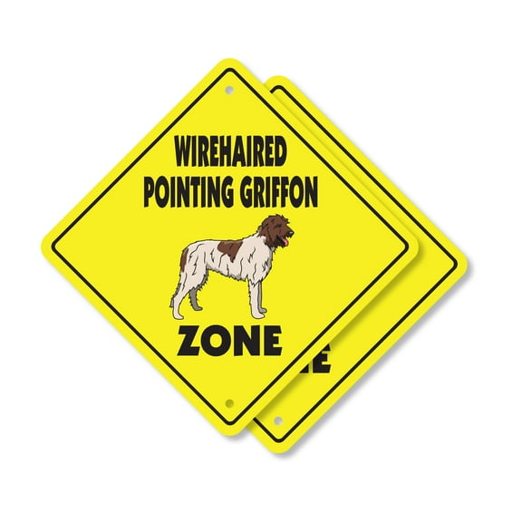 Wirehaired Pointing Griffon (2 Pack) Plastic Crossing Sign - 12 Inch X 12 Inch Xing Sign Gift Dog Breed Pet Loyal Family Animal Hunting Nature Friendly Decor