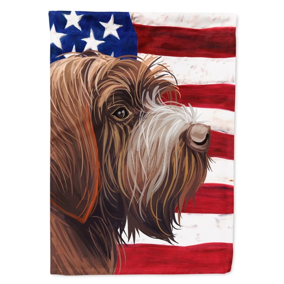 Wirehaired Pointing Griffon American Flag Flag Canvas House Size