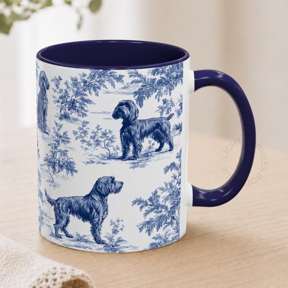 Wirehaired Pointing Griffon Blue Toile Mug Toile de Jouy Coffee Cup Gift for Griffon Lover