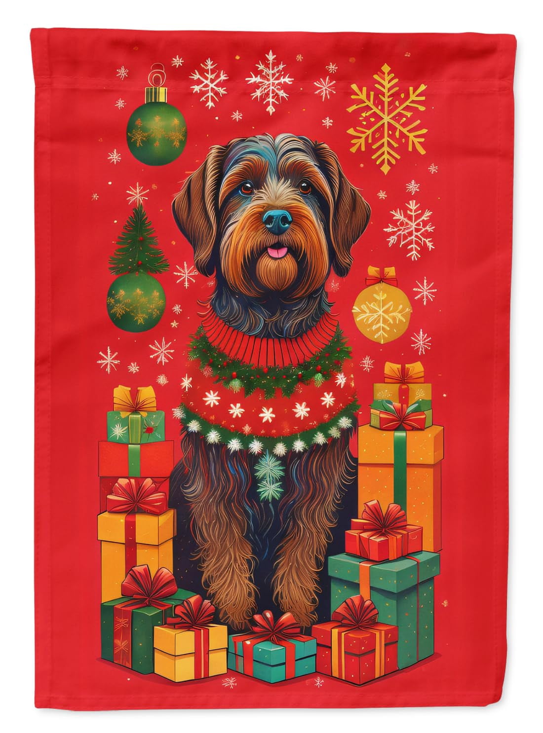 Wirehaired Pointing Griffon Holiday Christmas Garden Flag 11.25 in x 15.5 in