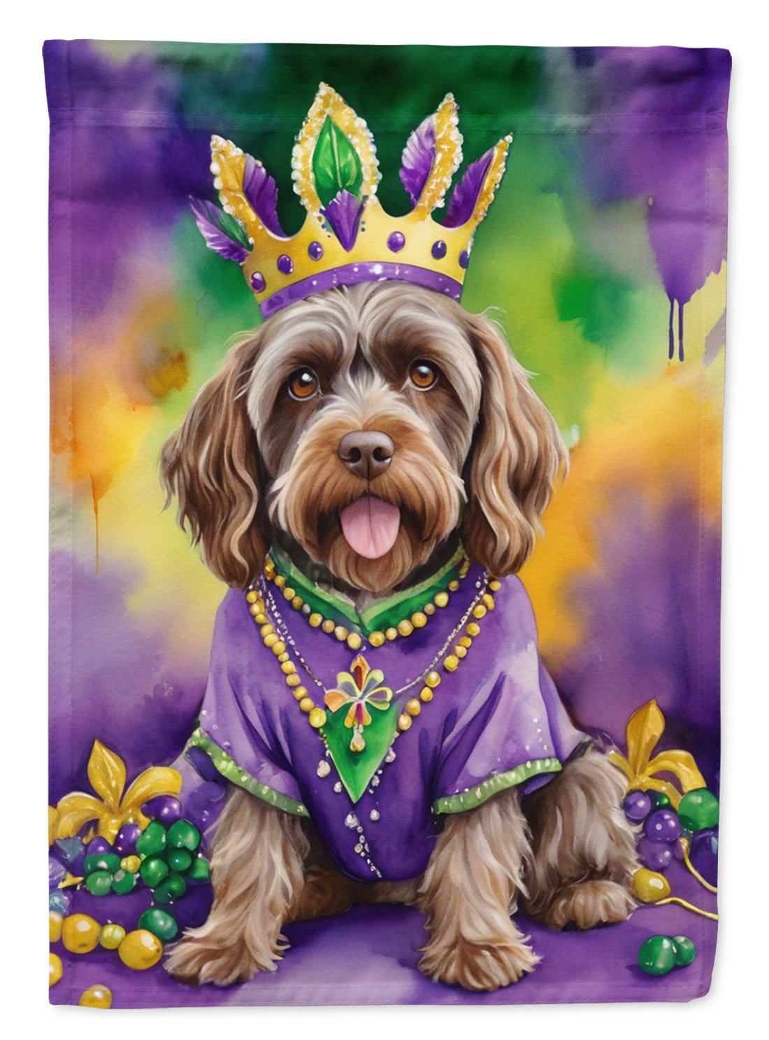 Wirehaired Pointing Griffon King of Mardi Gras Garden Flag 11.25 in x 15.5 in