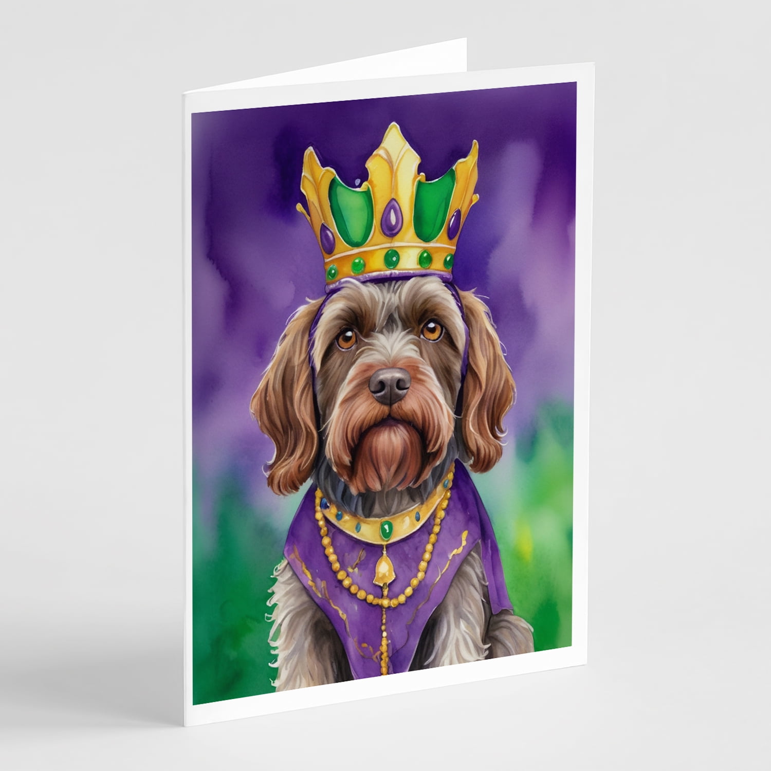 Wirehaired Pointing Griffon King of Mardi Gras Greeting Cards Pack of 8 7 in x 5 in