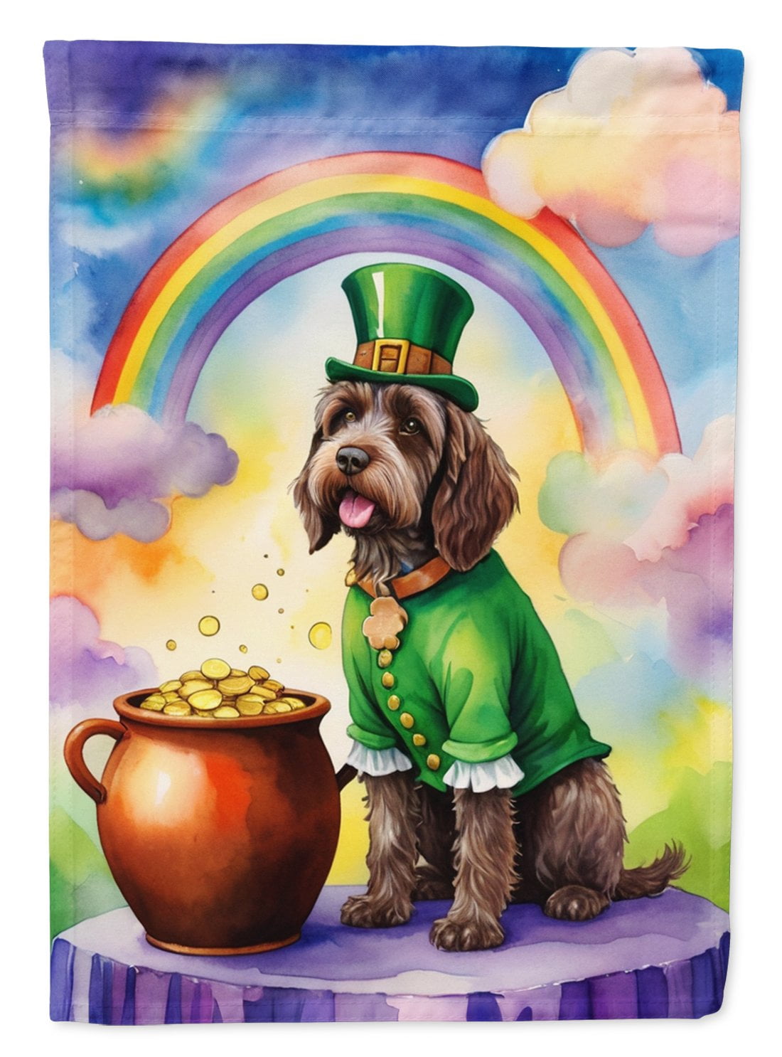 Wirehaired Pointing Griffon St Patrick's Day Garden Flag 11.25 in x 15.5 in