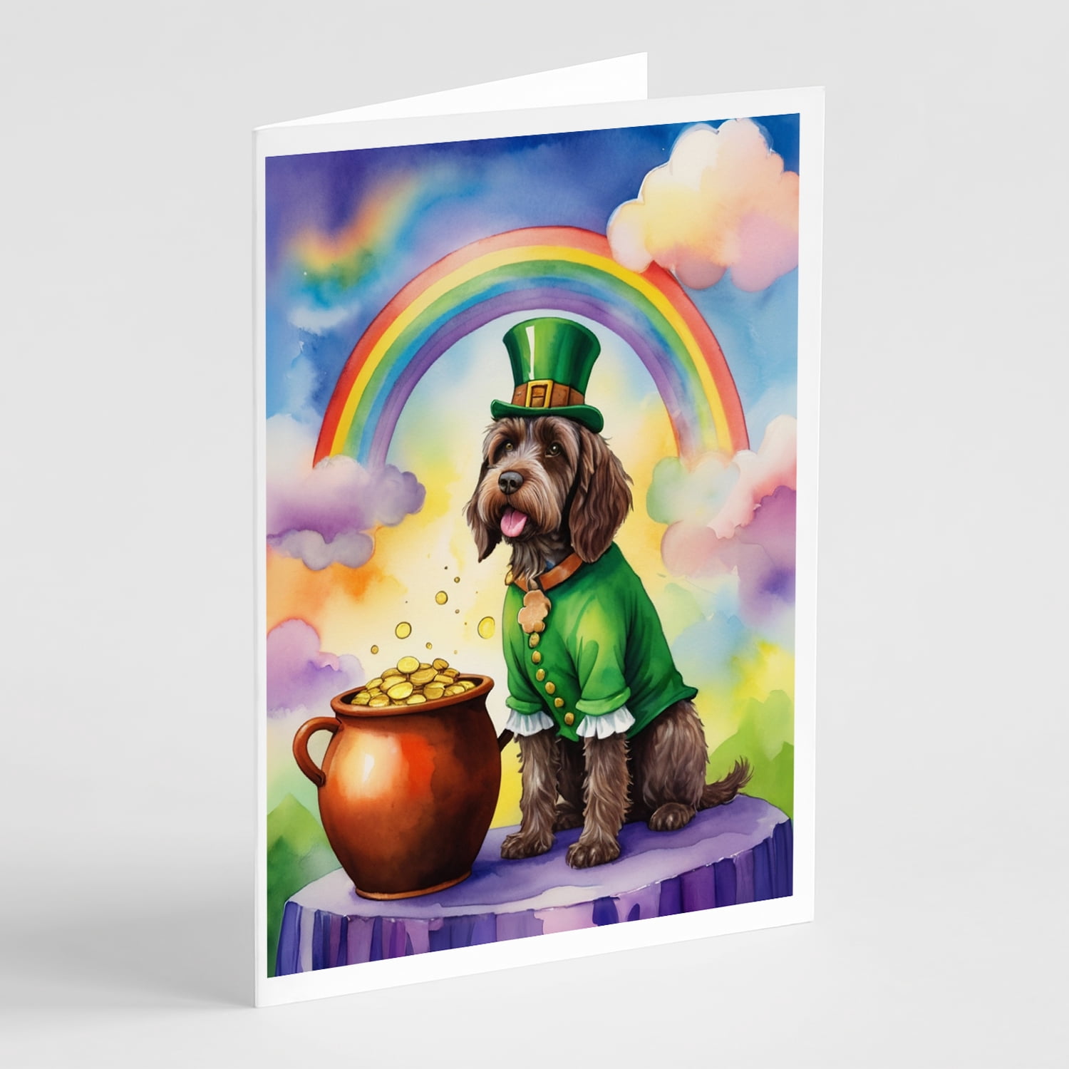 Wirehaired Pointing Griffon St Patrick's Day Greeting Cards Pack of 8 7 in x 5 in