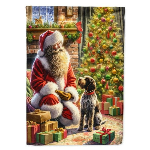 Wirehaired Pointing Griffon and Santa Claus Garden Flag