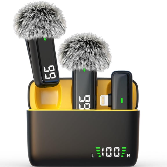 Wireles Lavalier Microphone for  14 13 12 11 - Lapel Lav Mic Clip  Microphones with  Case for Video Recording Vlogging Streaming  YouTube