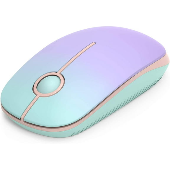 Wireless - 2.4G Slim Portable Computer with Nano Receiver, Less Noise Mobile Optical Mice for Notebook, PC, Laptop, Desktop (Gradient Mint Green)