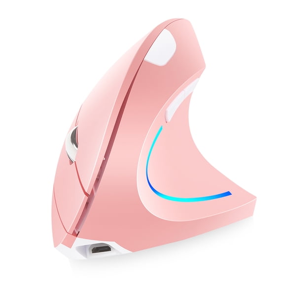 Wireless 2.4G Wireless Vertical Mouse Rechargeable Upright Ergonomic Mouse 3 Adjustable Movement Speed Levels RGB Flowing Light Plug N Play, White
