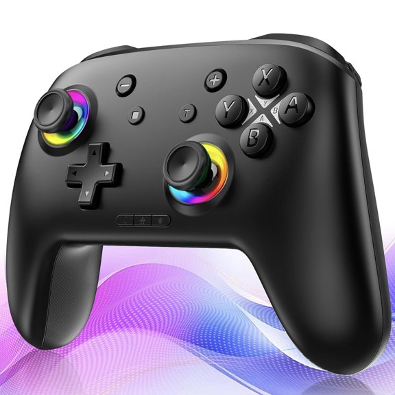 Wireless 2 Controller with Wake-up/C-Key, For 2/1/Lite/OLED/PC/iPad/iPhone/Mac/Android/Steam/TV,Bluetooth Game Macro/Turbo/Hall Effect Joystick/1000mAh Battery/Vibration/Motion Control