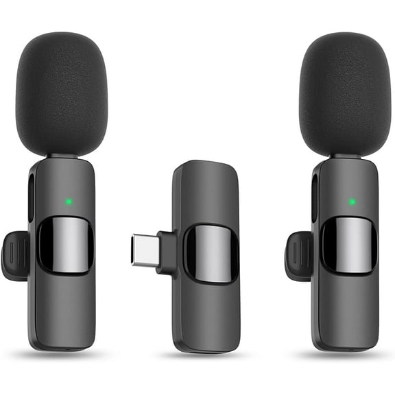 Wireless 2-in-1 Mini Lavalier Mic - Bluetooth Clip-On USB-C Mic for Video Recording(USB C for iPhone 15)