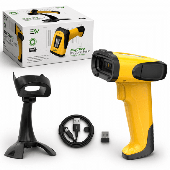 Wireless 2D Barcode Scanner, USB QR Code Reader with Stand, 1D/2D Plug & Play Scanner for POS Inventory