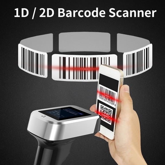 Wireless 2D Barcode Scanner with Screen, 3-in-1 BT/2.4G/USB Handheld Reader for Inventory