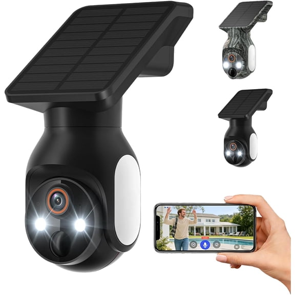 Wireless 355 Solar Camera, Solar Powered WiFi Security Camera with 355 Pan Tilt, Night Vision and Motion Alerts for 24/7 Monitoring of Yard, Farm, Shop & Warehouse (Multicolor)