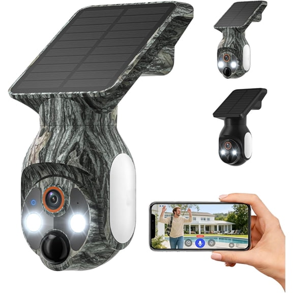 Wireless 355 Solar Camera, Solar Powered WiFi Security Camera with 355 Pan Tilt, Night Vision and Motion Alerts for 24/7 Monitoring of Yard, Farm, Shop & Warehouse (Multicolor)