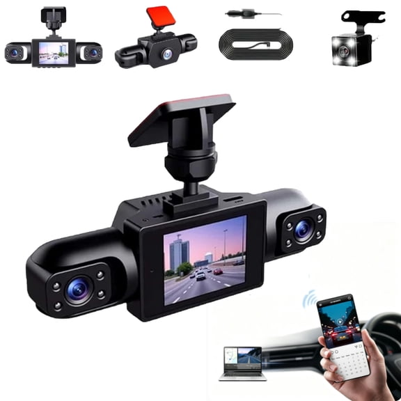 Wireless 360 4-Channel Dash Cam, 1080P HD Night Vision with G-Sensor, Loop Recording & Mobile Monitoring