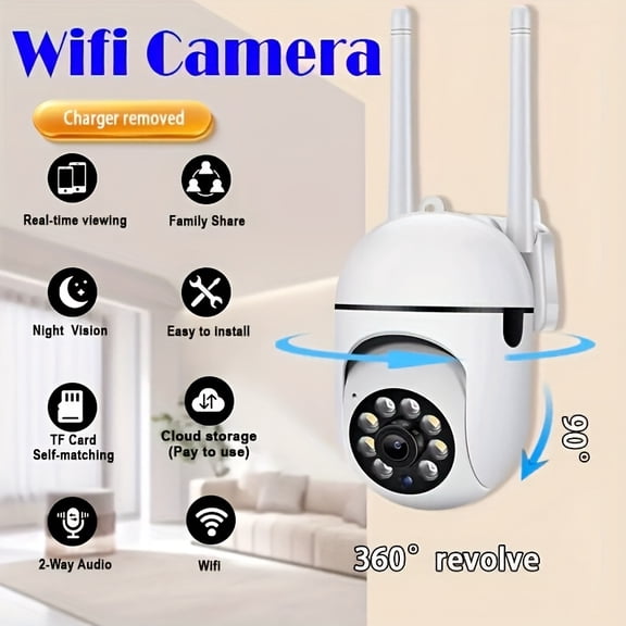 Wireless 360° Panoramic Security Camera 1080P HD, WiFi Indoor Camera with Two-Way Audio, Motion Detection, Smartphone App, USB Powered, SD Card & Cloud Storage