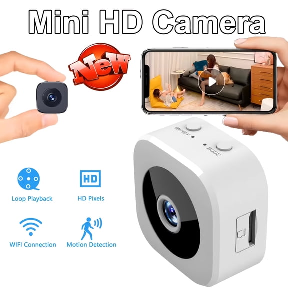 Wireless 360 Security Camera with Wide-Angle Lens, 2.4GHz WiFi for Indoor/Outdoor Home Office Pet Monitoring