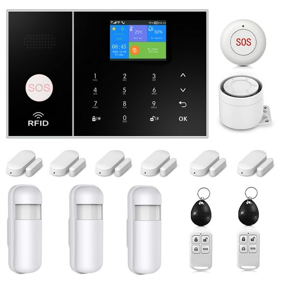 Wireless 4G Home Security System, WiFi Alarm System for Home Security with Phone APP Control, Compatible With Alexa And Google, For House, Apartment, Factory, Easy Instal