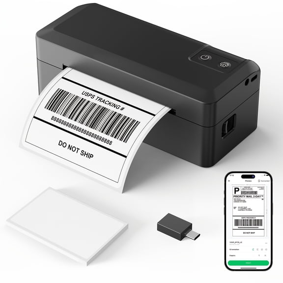 Wireless Thermal Label Printer: 4x6, Compact Desktop, Black, Effortless Use with iPhone Android Windows for Shipping & Mailing, Ideal for Small Business & Home Office - FANRUINA
