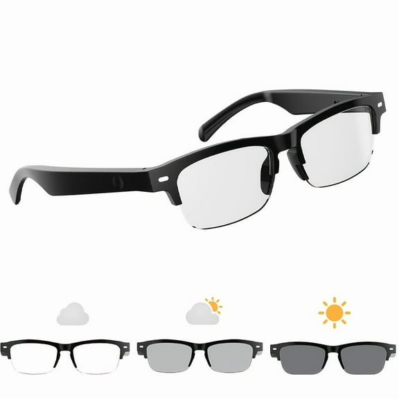 Wireless 6.0 Smart Glasses, Auto-Dimming & Color Change Lens in 3s, Touch Control, HD Audio, Built-in Mic, Rechargeable Battery