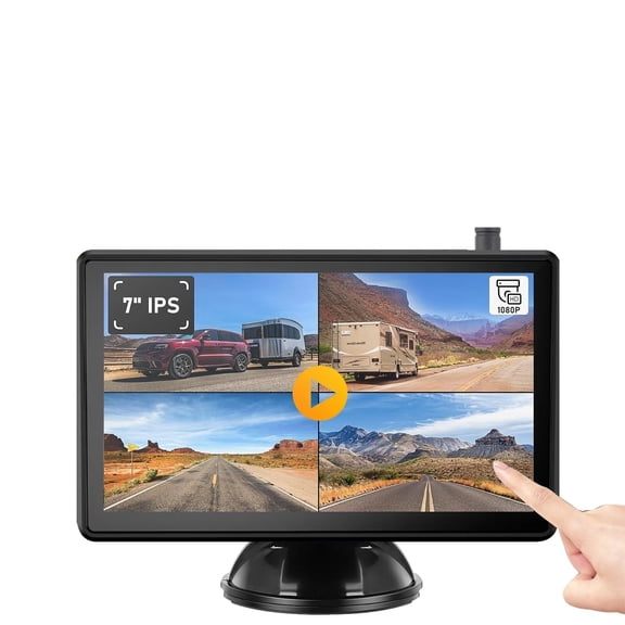 Wireless 7 Inch Touch Screen Monitor Split Screen AI Detection Solar Backup Camera No Harm Installing Rv