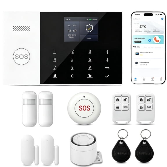 Wireless Alarm System for Home Security, WiFi+GSM/4G DIY Kit with 4.3" Touch Screen & SOS, 120dB App Instant Alerts No Monthly Fee, Alexa Compatible for Apartment Villa Safety