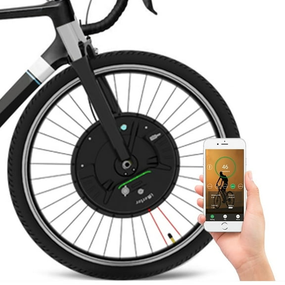 Wireless All-in-one Electric Bike Conversion Kit for 26" Wheel, 36V 350W Front Drive Engine Max 25Mph Speed, Removable Battery Built-in Controller with APP