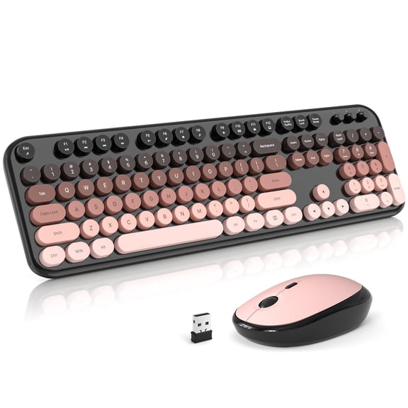Wireless And Mouse Combo Typewriter Full Size Retro With Number Pad Design For Windows 7 8 10 11 Pc Laptop Desktop Home Office Use