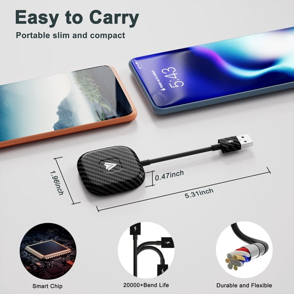 Wireless Android Auto Car Adapter, Wireless Carplay Dongle Convert Wired To Wireless For Android/iPhone Plug And Play
