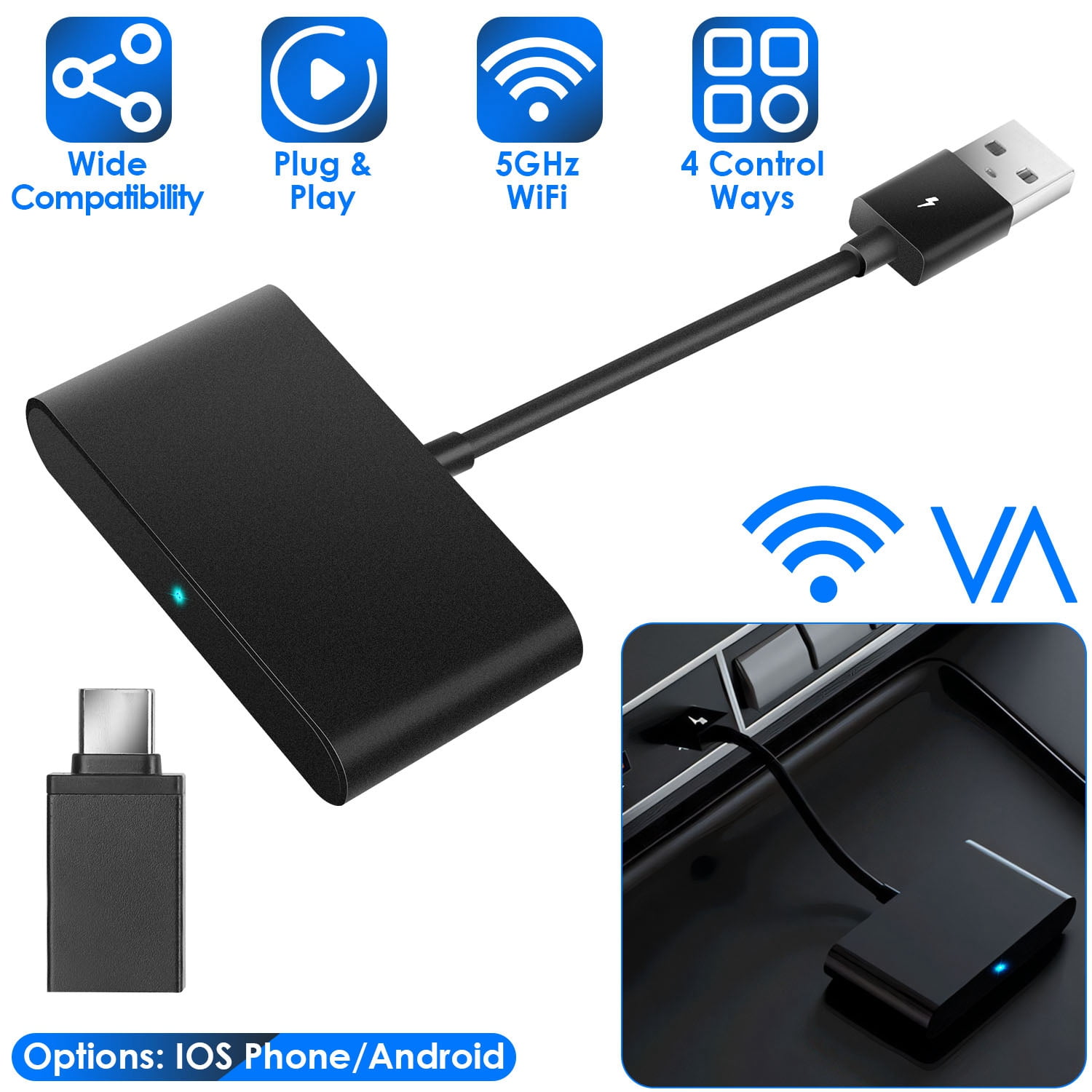 Adaptateur sans Fil Android Auto, 5GHZ Adaptateur Wireless Android